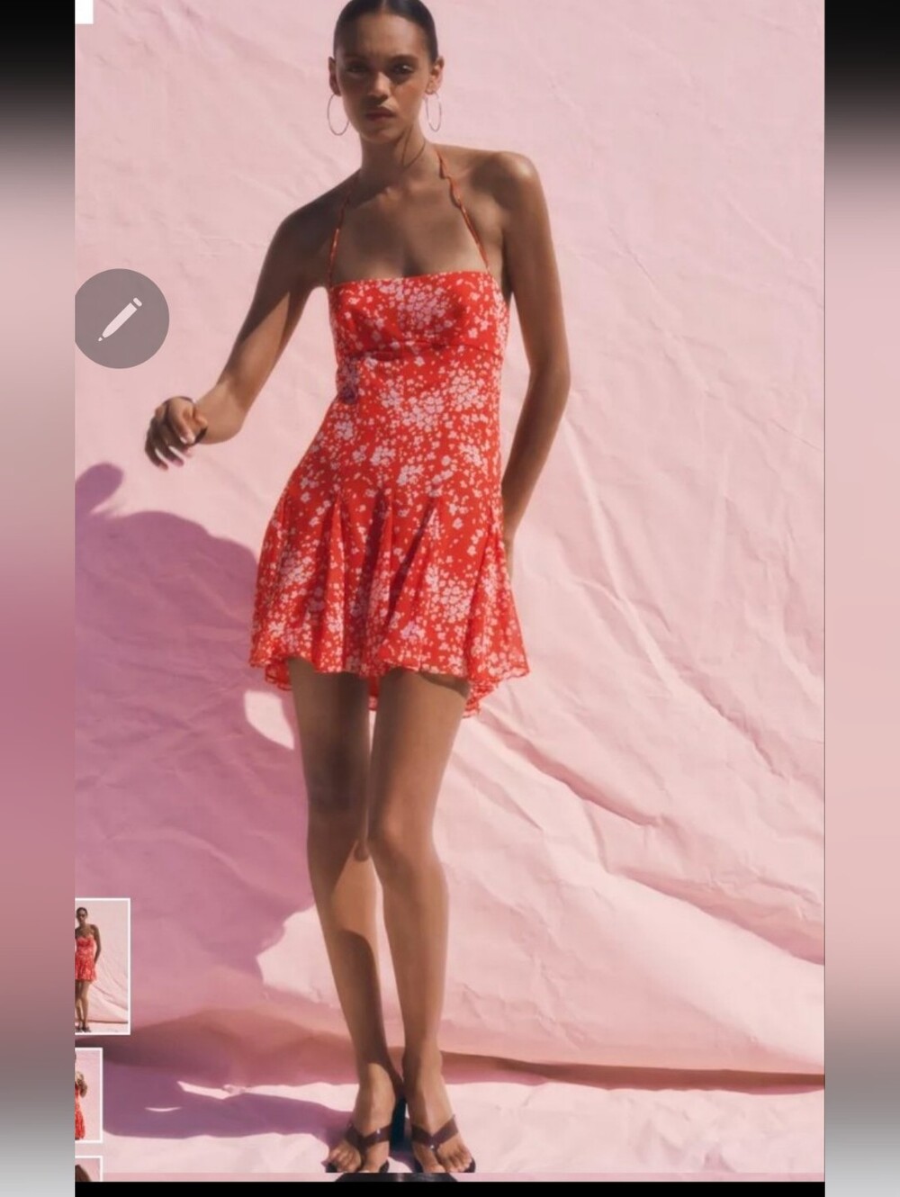 Zara Red Floral Halter Mini Dress